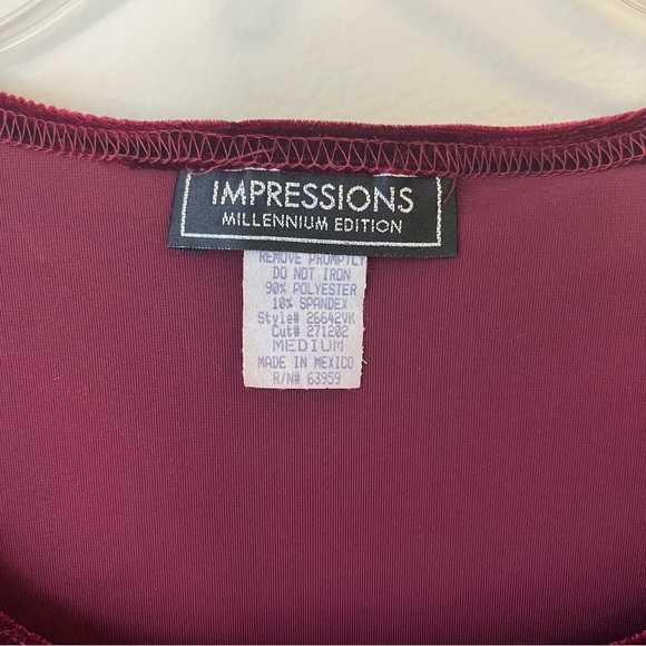 Vintage 80s 90s Impressions Red Velvet Short Sleeve Top - Picture 5 of 5